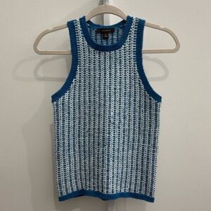 Ann Taylor Blue and White Knit  Top